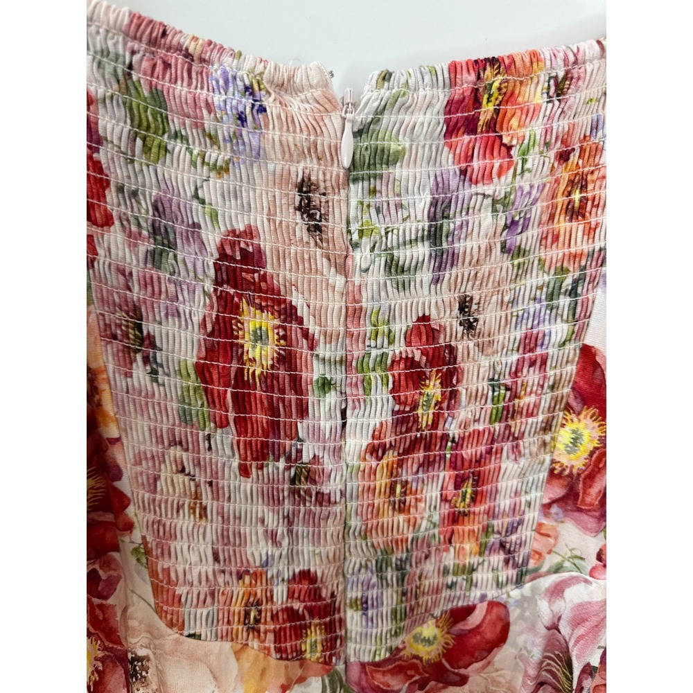 Alex Marie Floral Puff Sleeve Smocked Midi Dress Large Pink Coquette Romantic - Picture 11 of 16